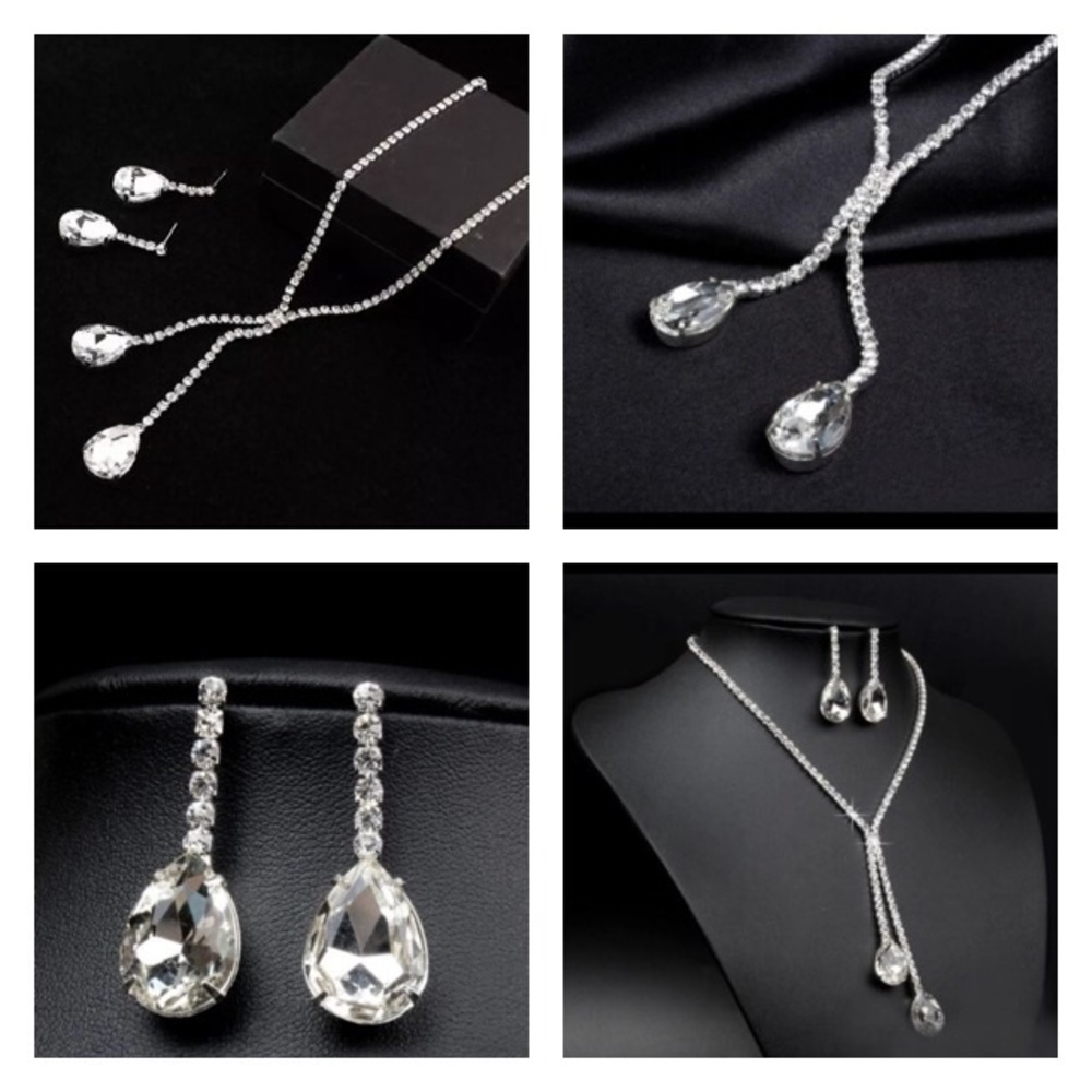 NEW!๐๐TEARDROP! CZ Y FORMAL BRIDAL PROM SET!๐๐ - Picture 6 of 8